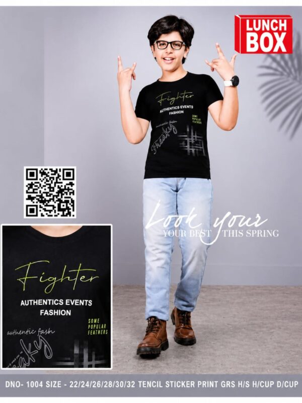 Stylish Tencile Sticker Print Half Sleeve T-Shirt LUNCH BOX