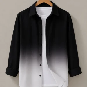 Kizyoo Men Regular Fit Dyed/Ombre Spread Collar Party Shirt
