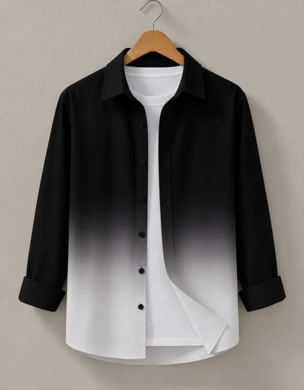 Kizyoo Men Regular Fit Dyed/Ombre Spread Collar Party Shirt